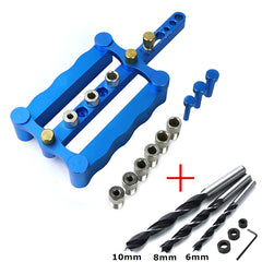 Color: Blue plus drill - Woodworking Straight Hole Puncher Combo