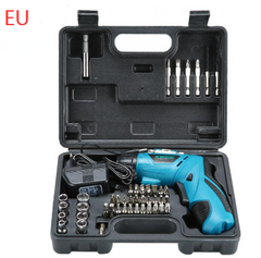 Color: Blue, Model: EU - 4.8V Electric Screwdriver Set Household Multifunctional Rechargeable Hand Drill