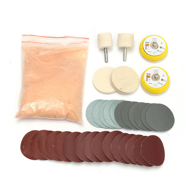 39pcs Glass Polishing Kit 8OZ 230g Cerium Oxide Powder with Polishing Pad Wheel and Sandpaper