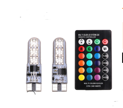 Quantity: 1pair - Excellent pies T10 width lamp silica gel 5050-6SMD car LED colorful RGB lights flashing license plate lamp