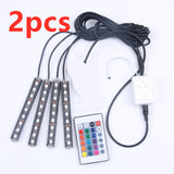 style: Remote control 2pcs - Wireless Remote Car RGB Lights LED Strip Neon Lamp Decorative Atmosphere Lights