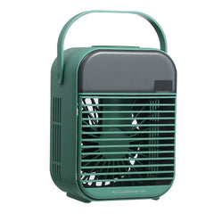 Color: Green, power: battery - New Portable Air Cooler With Rounded Corners Water-cooled Fan Night Light Portable Charging Wireless Household