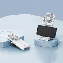 Color: White, style: Power bank and stand - Mini Fan Student Cute Portable Camping