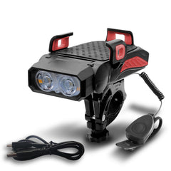 Color: Red, style: Double lamp - Bicycle Light Night Riding Rechargeable Glare Flashlight Bicycle
