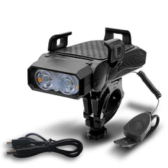 Color: Black, style: Double lamp - Bicycle Light Night Riding Rechargeable Glare Flashlight Bicycle