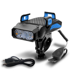Color: Blue, style: Double lamp - Bicycle Light Night Riding Rechargeable Glare Flashlight Bicycle