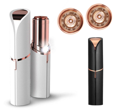 Color: White black 2pcs heads - Ladies Electric Mini Hair Removal Machine Lipstick Shaver Eyebrow Trimmer