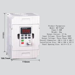 Model: 7.5KW 380V - Inverter Three-Phase 380V Speed Controller 0.75/1.5/2.2/3/7.5kw