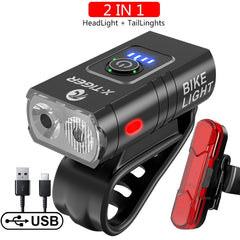 Color: Small, Lamp model: Double lamp - USB rechargeable outdoor waterproof light power display mountain night riding light