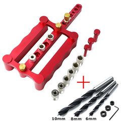 Color: Red plus drill - Woodworking Straight Hole Puncher Combo