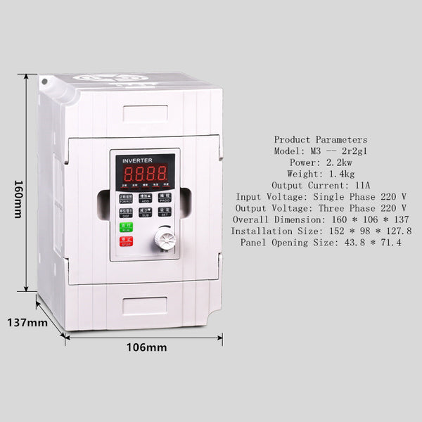 Model: 2.2KW 220V - Inverter Three-Phase 380V Speed Controller 0.75/1.5/2.2/3/7.5kw