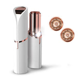 Color: White with 2pcs heads - Ladies Electric Mini Hair Removal Machine Lipstick Shaver Eyebrow Trimmer