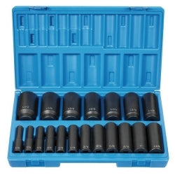 19 pc 1/2"dr 12 point deep length fractional set