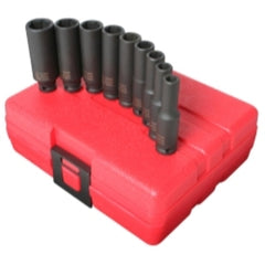 Socket set impact 1/4in. drive 9 pc. deep metric