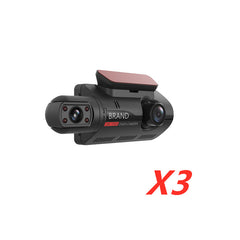 Color: Black 3PCS - Hidden Driving Recorder 3 Inch IPS Screen, Front HD And Rear Non-Light Night Vision Dual Recording